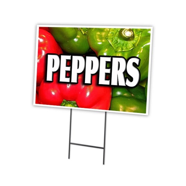 Peppers Yard Sign & Stake outdoor plastic coroplast window, C-1824 Peppers